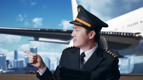 pilot pointing at a tablet