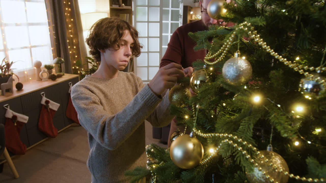 Family Decorating Christmas Tree Together