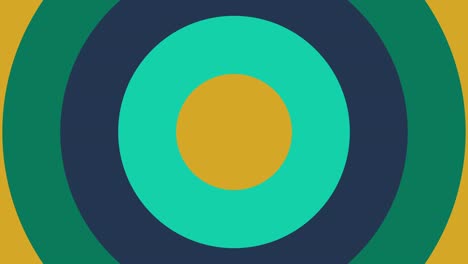 Zooming circles in trendy multicolor palette variation. Simple geometric motion graphic background. Seamless animation with basic shapes