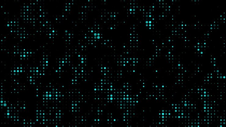 Abstract Background of Pulsing Cyan Dots on Black