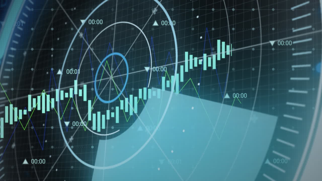 검은색 배경 위의 데이터 처리 애니메이션