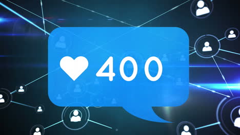 icono de corazón con números e iconos de perfil