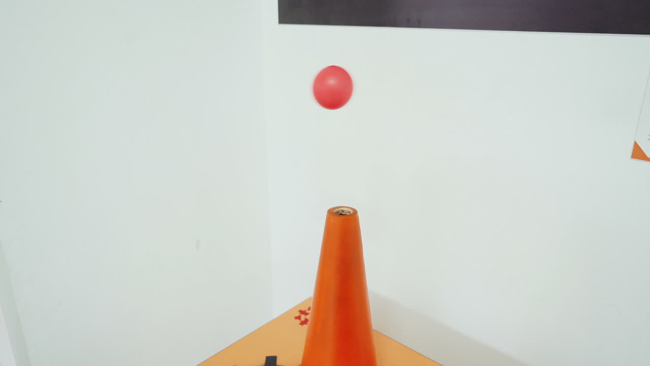 Ball flying over the air flow. Museum of Science