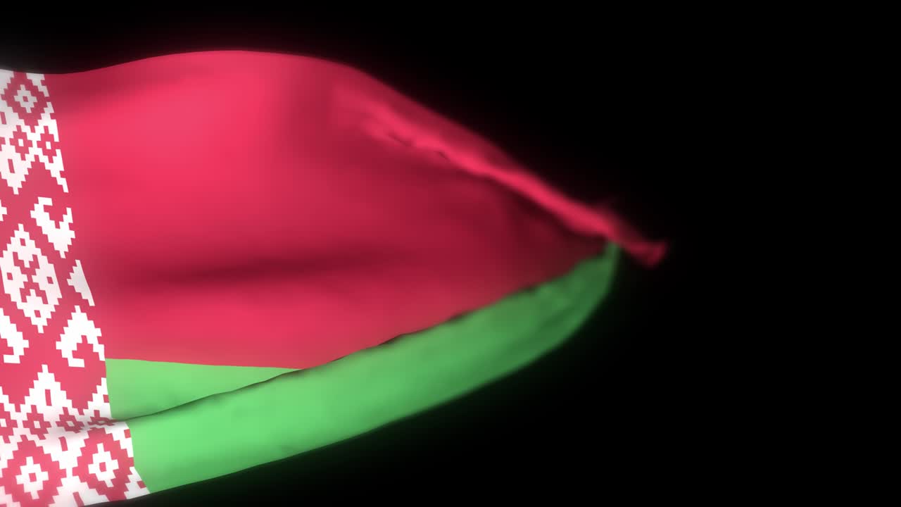 벨라루스 발, 발을 흔드는 현실적인 3d 애니메이션, 바람에 흔드는 벨라루스의 국기, 줄이 없는 루프 애니메이션, 4k 고품질, 3d 렌더링