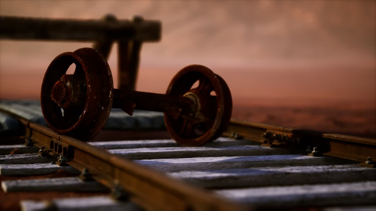 vías ferroviarias abandonadas en el desierto