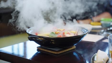 4k japanese hot pot, nabe dish with vegetables and ise spiny lobster