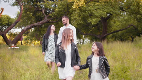 happy family having fun in the park