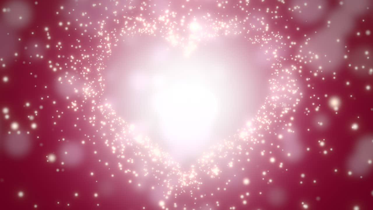 corazón dorado y brillantes sobre fondo rojo