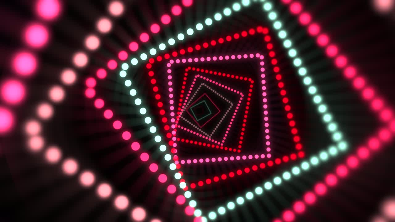Punti neon colorati nello spazio.