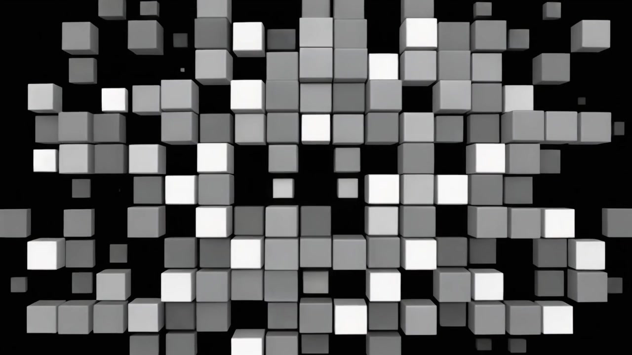 Abstract Animation of Expanding and Contracting Monochrome Cubes