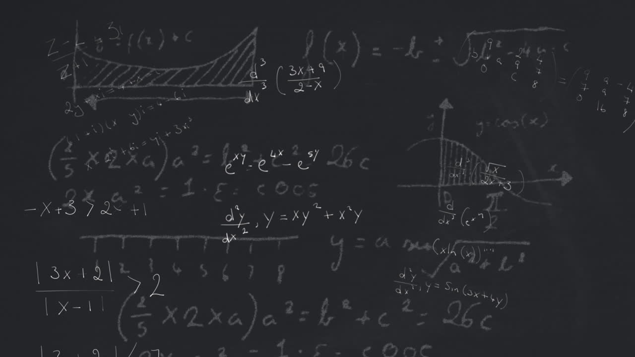 animación de fórmulas matemáticas sobre un fondo negro.