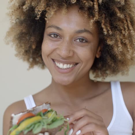 woman having breakfast in bed