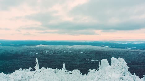 snowy mountain landscape at sunset