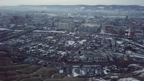 cityscape aerial view in winter