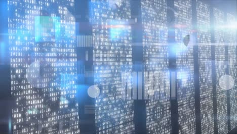 animación del procesamiento de datos sobre puntos de luz