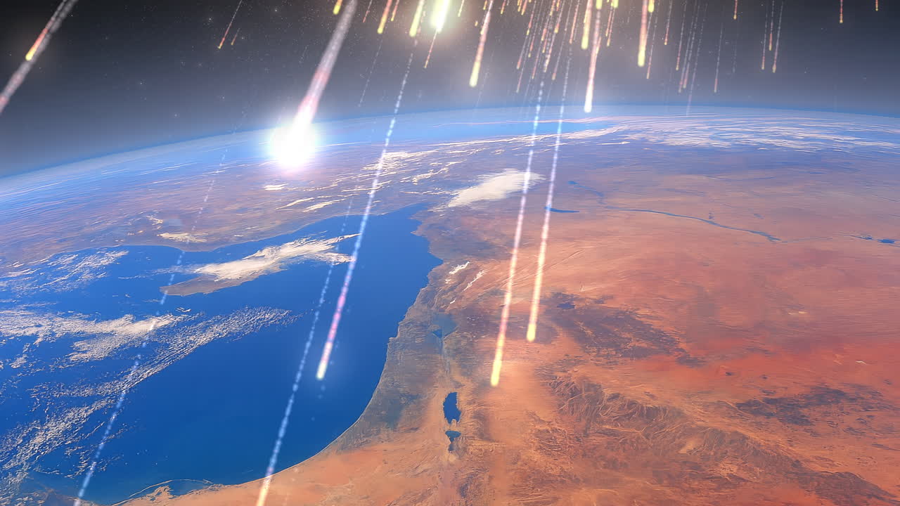 Meteor shower entering Earth’s atmosphere