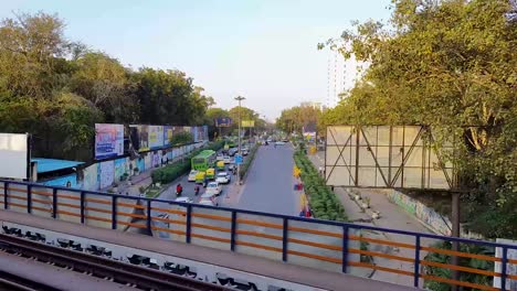 city traffic top view from running train at morning video is taken at new delhi railway station on aug 04 2022