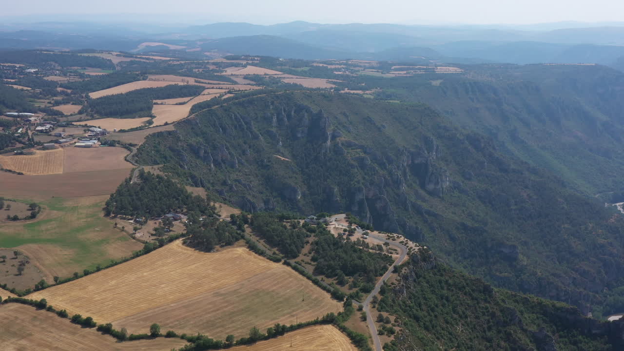 causse, 석회암 고원, gorges du tarn, 그리고 독수리, 공중 촬영, 프랑스, 빛의 날