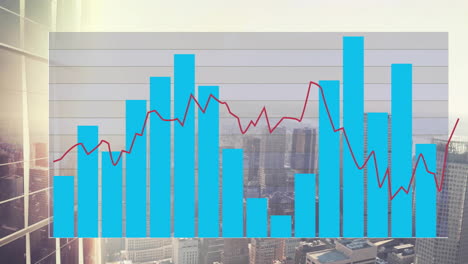 Animation-of-diagrams-moving-over-cityscape