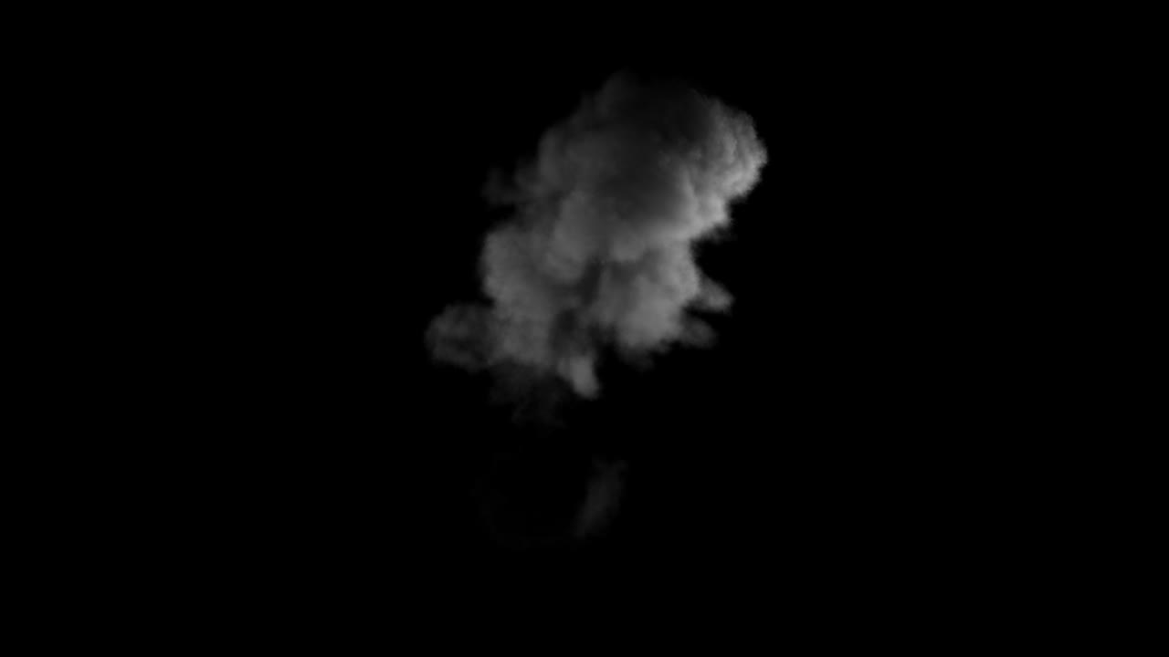 은 연기와 긴 불 조각과 함께 알파 채널과 함께 큰 오렌지색과 밀집된 폭발의 상단 뷰