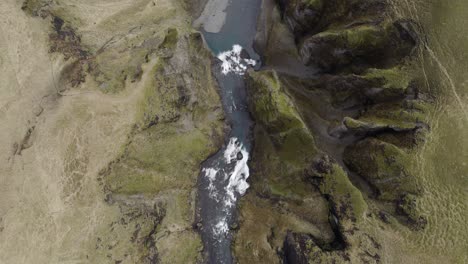 epic aerial view of fjarrgljfur canyon in southern iceland