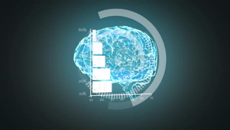 animación de estadísticas y procesamiento de datos sobre el giro del cerebro humano