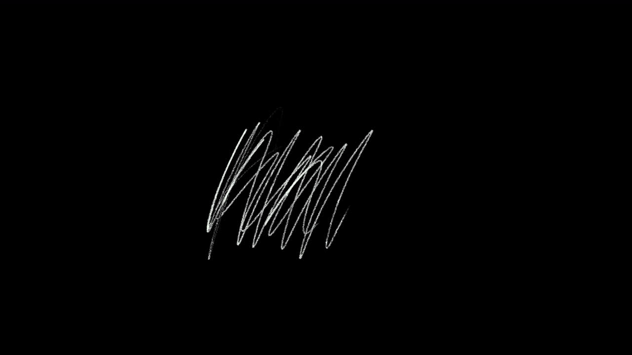 Abstract White Scribble Animation on Black Background