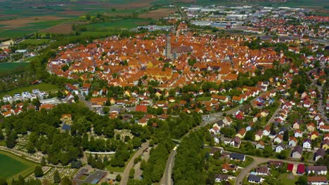 aerial view of old town of the city nördlingen in germany