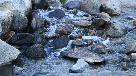 water flowing over rocks from colorado snowmelt, slowmo