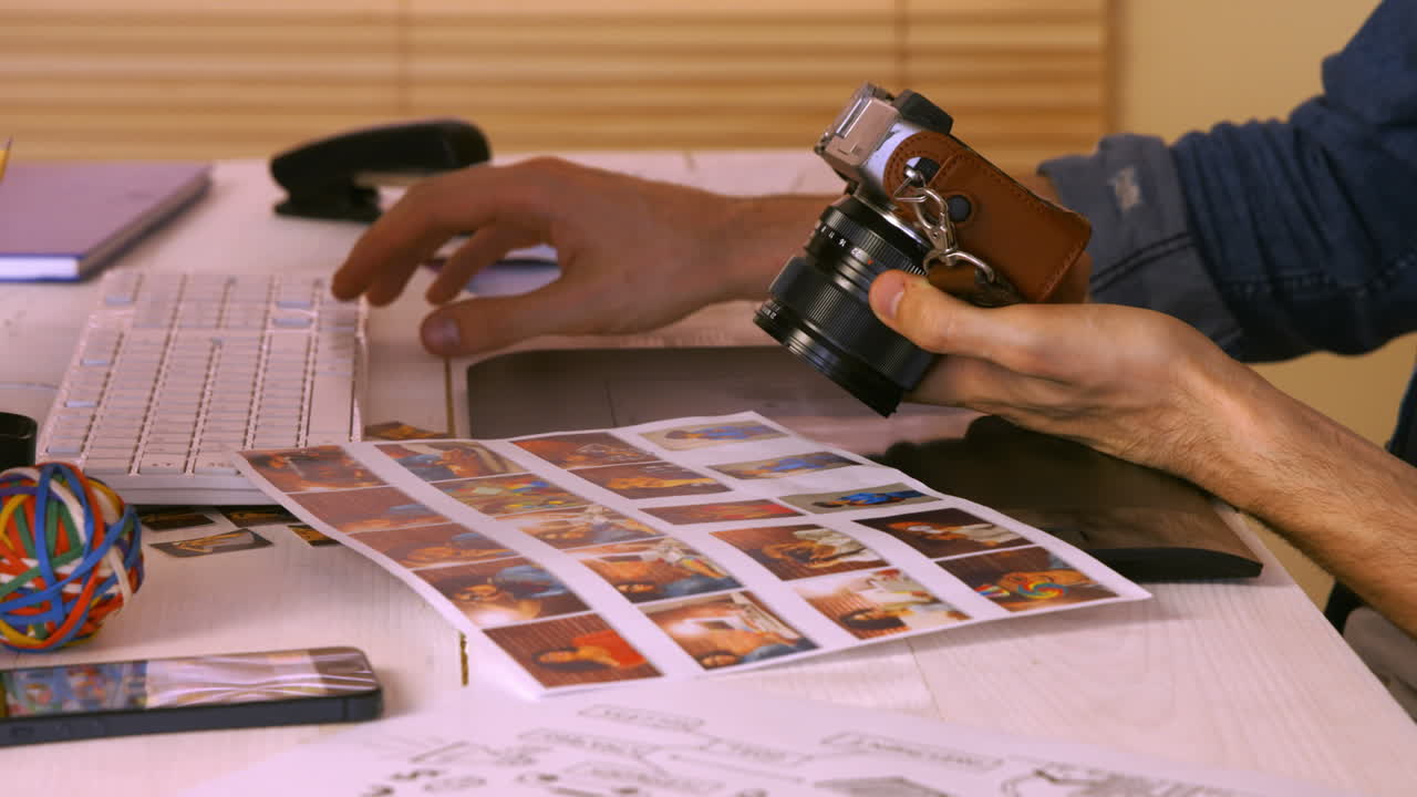 Photo editor working at his desk