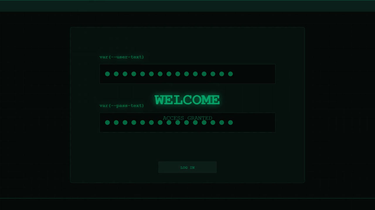 Digital Login Interface with Access Granted Message
