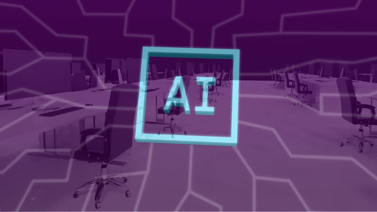Animation of ai data processing over computer circuit board