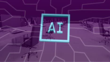 animación de un procesamiento de datos sobre una placa de circuitos informáticos