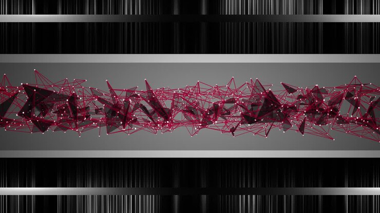 Powerful plexus animation with glowing triangles on stripe background in slow motion, 4096x2304 loop 4K