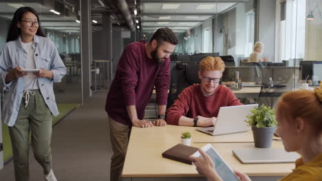 colleagues spending time in office