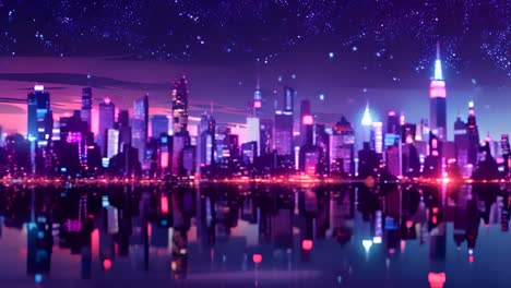 neon cityscape at night