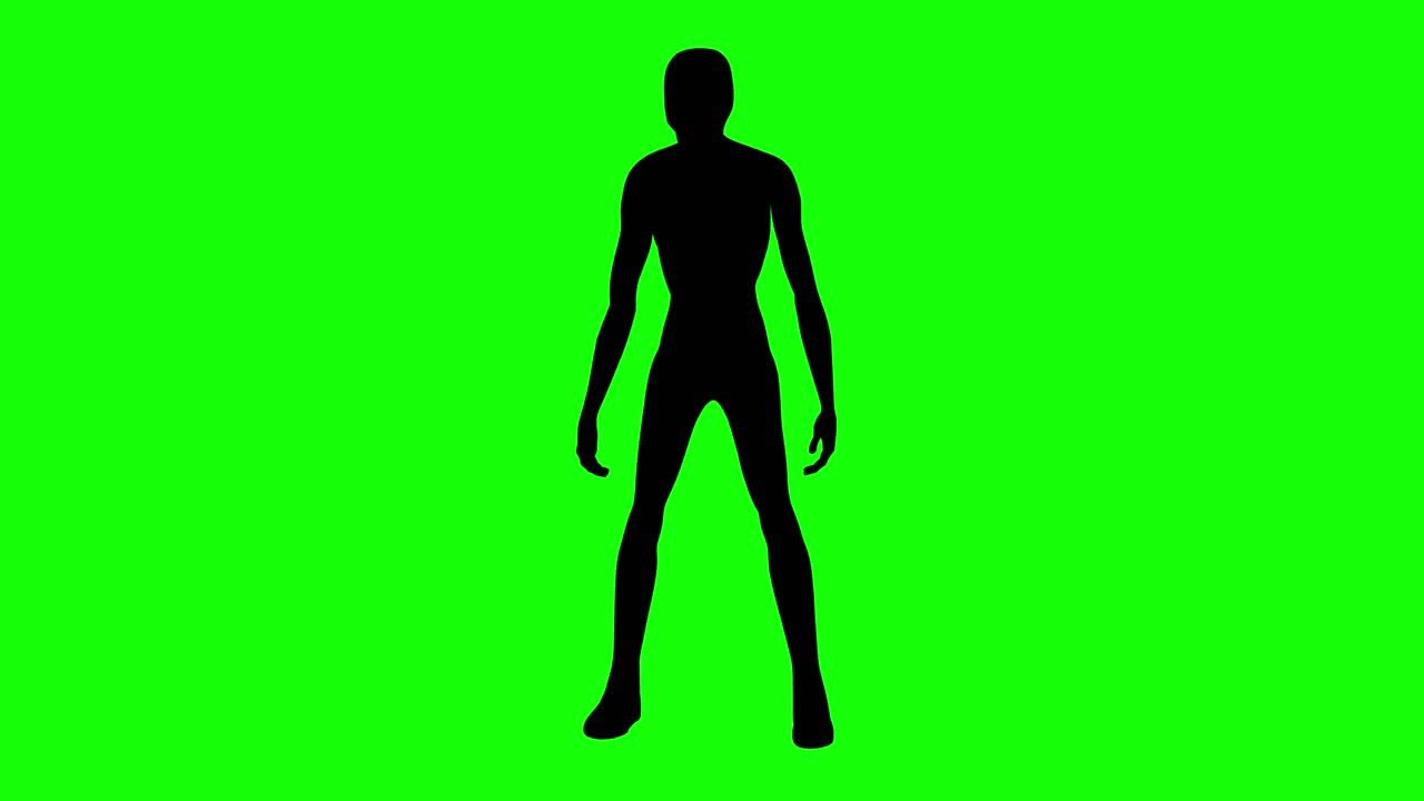 Silhouette of a mummy or zombie standing idle on green screen, front view