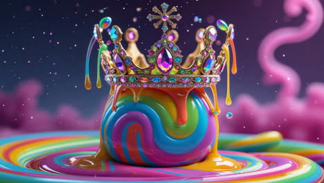 whimsical candy crown with dripping syrup