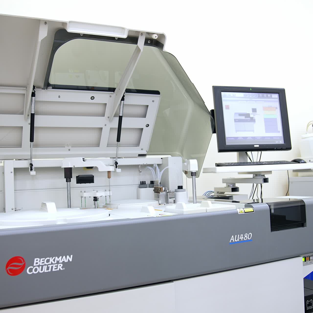 Biomedical testing equipment working in the modern laboratory. Innovative complex of apparatuses and devices performing analysis