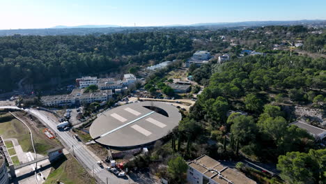 sky-high capture of montpellier, exhibiting its roads, buildings, and beauty