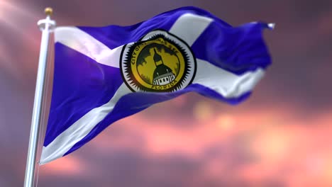 bandera de tallahassee al atardecer, ciudad de florida, estados unidos de américa - bucle