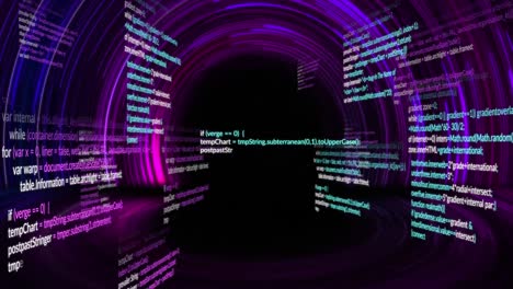 animación del procesamiento de datos a través del túnel de neón.