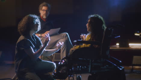 rehearsal for a play with a wheelchair user
