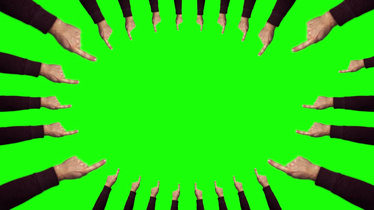 남자 손을 들어 올린 지표손가락이 초록색과 색으로 나타납니다.