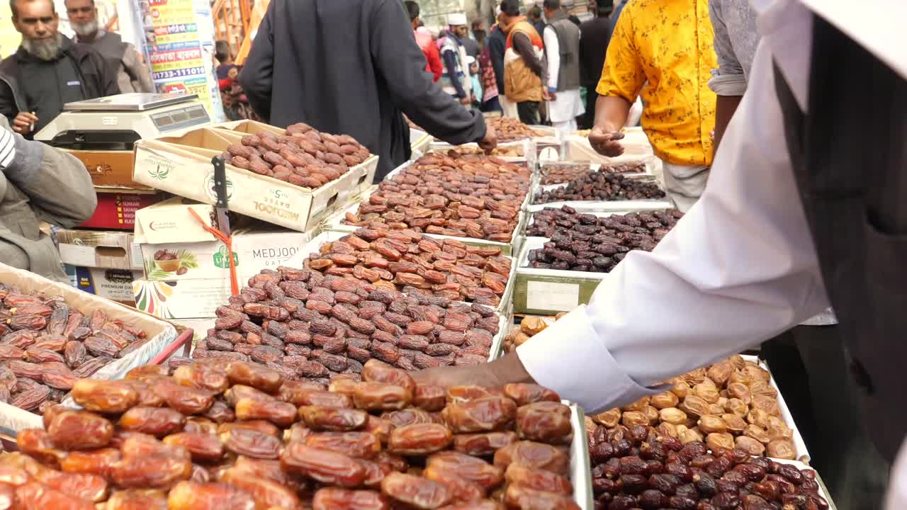 Dried Dates on Display at a Street Market