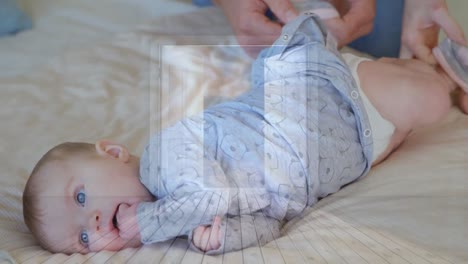 animación de ventana abierta sobre el bebé con los padres