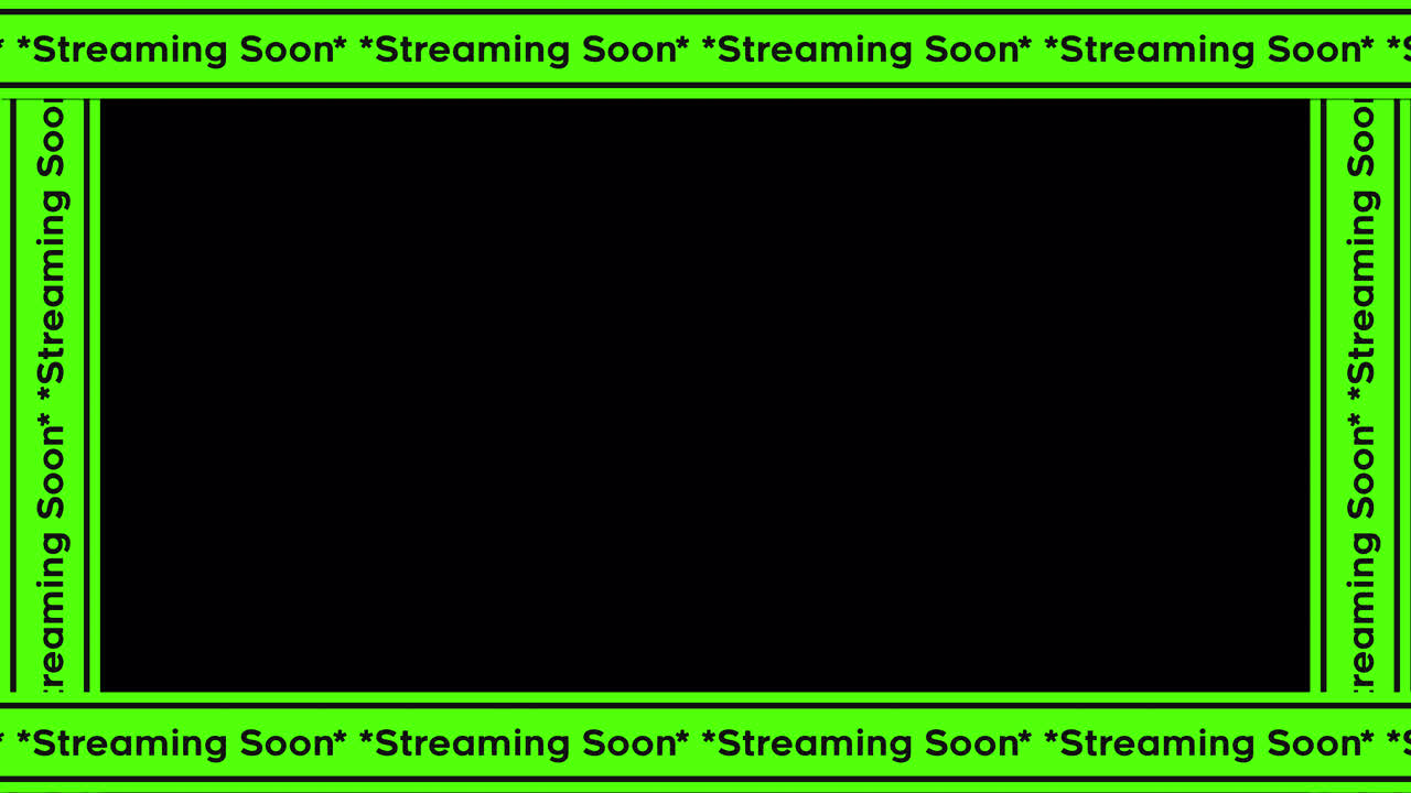 Scrolling 'Streaming Soon' Text on Green Border Frame