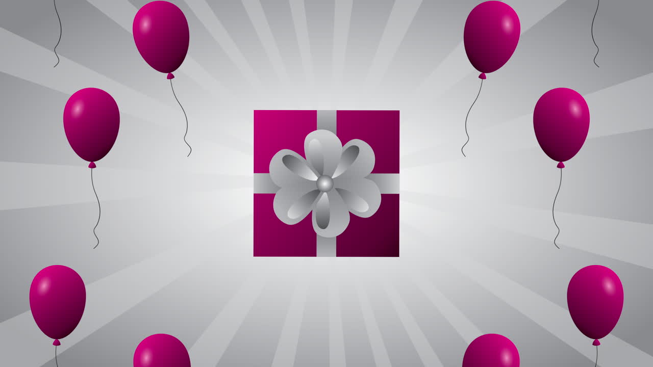 cartel comercial de autorización de venta con globos de helio y regalo