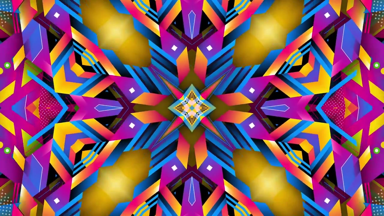 Loop di motivo caleidoscopico geometrico vibrante
