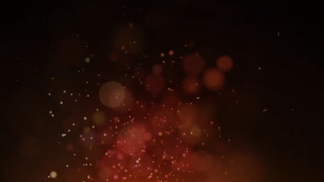 animation of digital fire sparks and lens flares moving in seamless loop over black background